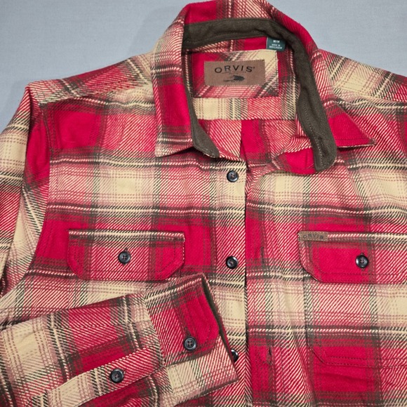 Orvis Other - Orvis Big Bear Flannel Shirt Mens Medium Red Plaid Flannel Brushed Fleece